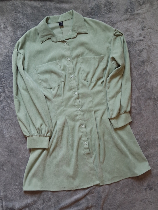 SHEIN Tops - Women’s Button Front Sage Green  Shirt Dress Shacket Shein Large Soft Corduroy